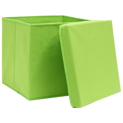 vidaXL Säilytyslaatikot kansilla 4 kpl vihreä 32x32x32 cm kangas