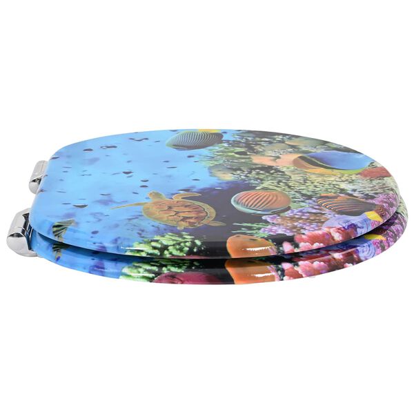 vidaXL Pehmoviimeinen WC-istuin Syv&auml;nmeren sininen 44 x 38 cm MDF-levy