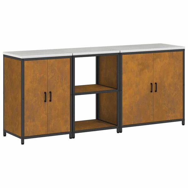 vidaXL Keittiön säilytyssarja hyllyllä Muut 3 pcs Ruosteinen Teräs