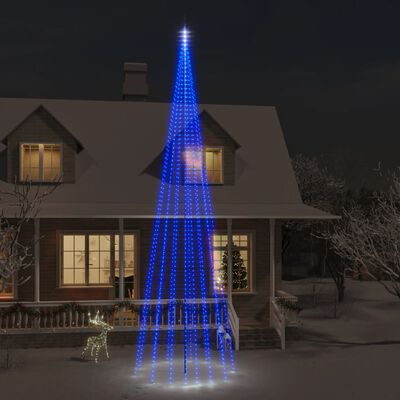 vidaXL Joulukuusi lipputankoon 1134 sinistä LED-valoa 800 cm
