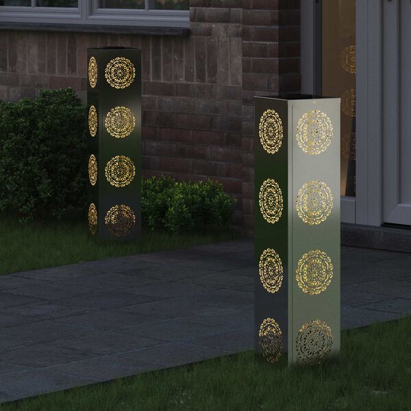 vidaXL Aurinko LED-polkuvalo 2 pcs Hopea Galvanoitu ter&auml;s