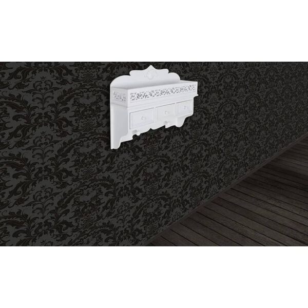 vidaXL Seinähylly/naulakko kolme laatikkoa kaksi koukkua