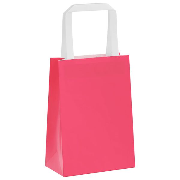 vidaXL Paperikassit 250 kpl kahvoilla pinkki 15x8x21 cm