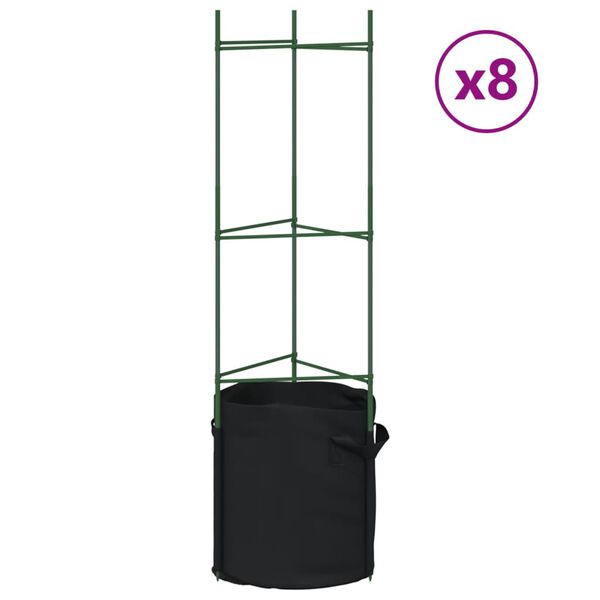 vidaXL Tomaattih&auml;kki kasvipussilla 8 kpl 116 cm ter&auml;s ja PP