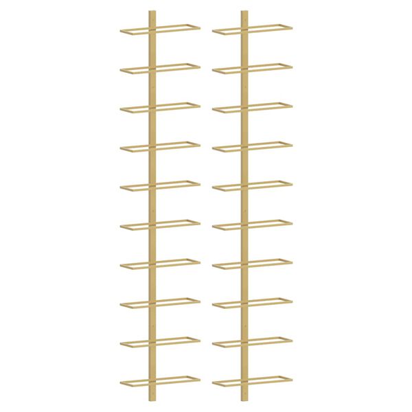 vidaXL Sein&auml;kiinnitett&auml;v&auml; viinipulloteline 10 pullolle 2 kpl kulta