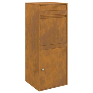 vidaXL Pakettipostilaatikko ovella lukkoon Ruosteinen 41 x 38 x 103 cm