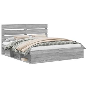 vidaXL S&auml;ngyn runko p&auml;&auml;tyll&auml; Harmaa Sonoma 6FT Super King Size