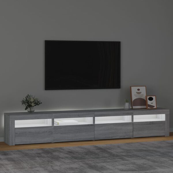 vidaXL TV-taso LED-valoilla harmaa Sonoma 240x35x40 cm