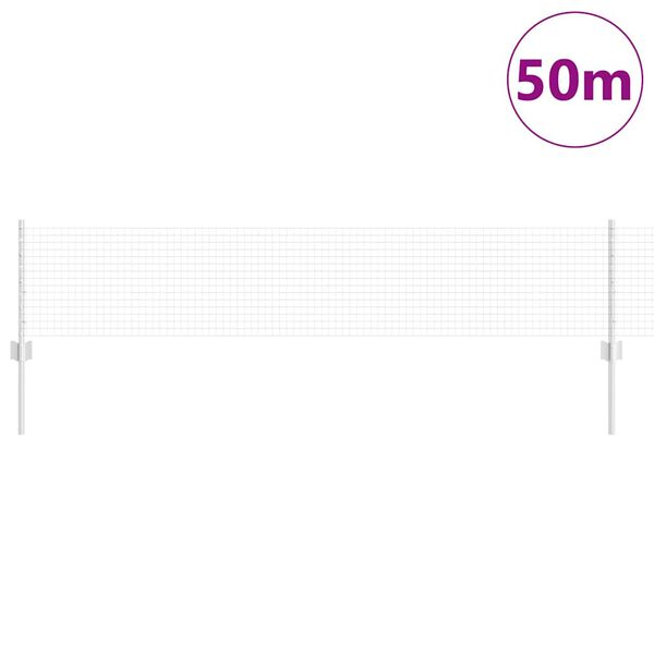 vidaXL Aita ja tolppa Hopea 0,4 x 50 m Ter&auml;s