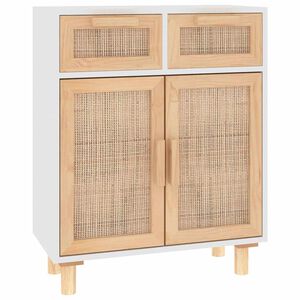 vidaXL Senkki valkoinen 60x30x75 cm t&auml;ysi m&auml;nty ja luonnonrottinki