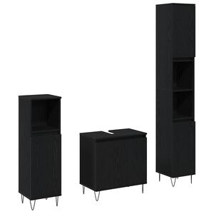 vidaXL Kylpyhuonekalustesetti 3 pcs Musta tammi. 30 x 30 x 190 cm