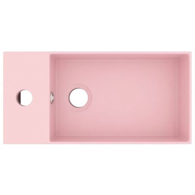vidaXL Kylpyhuoneen pesuallas ylivuodolla keraaminen matta pinkki
