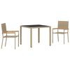vidaXL Piharuokailu setti 3 kpl Beige polyrottinki