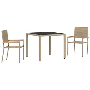 vidaXL Piharuokailu setti 3 kpl Beige polyrottinki