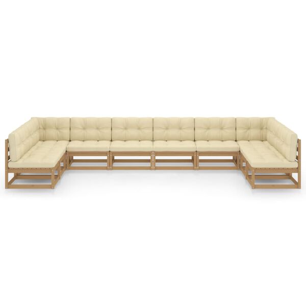 vidaXL 10-osainen Puutarhasohvasarja tyynyill&auml; hunajanruskea m&auml;nty