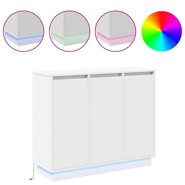 vidaXL LED-pöytätaso hyllyllä Valkoinen 90 x 32 x 75 cm Tekninen puu