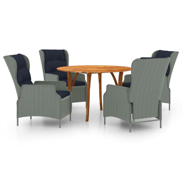 vidaXL 5-osainen Ulkoruokailuryhm&auml; vaaleanharmaa