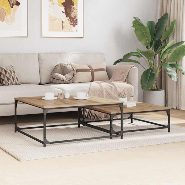 vidaXL Sohvapöytä 2 pcs Artisan tammi Tekninen puu