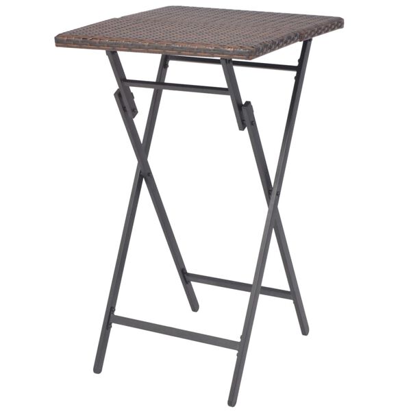 vidaXL 5-osainen Kokoontaittuva Ulkoruokailuryhm&auml; polyrottinki ruskea