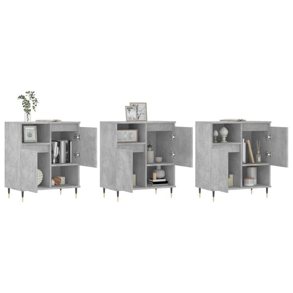 vidaXL Senkit 3 kpl betoninharmaa tekninen puu