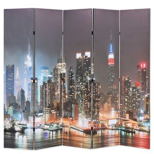 vidaXL Taitettava tilanjakaja 200x170 cm New Yorkin y&ouml;maisema