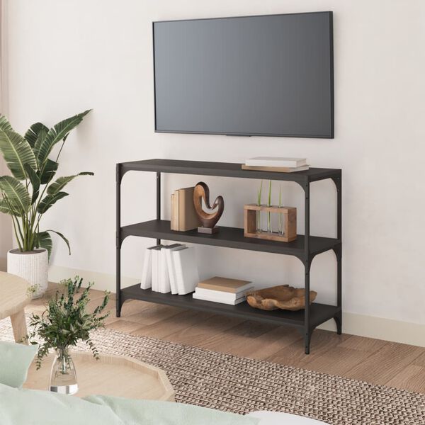 vidaXL Kirjahylly musta 100x33x70,5 cm tekninen puu ja ter&auml;s