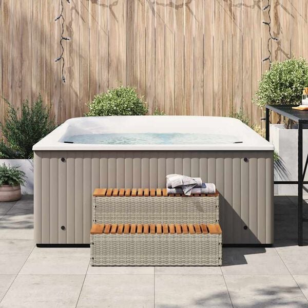 vidaXL Hot Tub Step Vaaleanharmaa 100x50x50,5 cm polyrottinki
