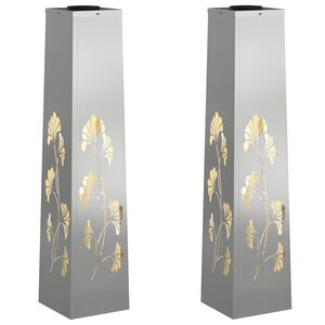 vidaXL Aurinko LED-polkuvalo 2 kpl L&auml;mpim&auml;n Valkoinen 18 x 18 x 80 cm