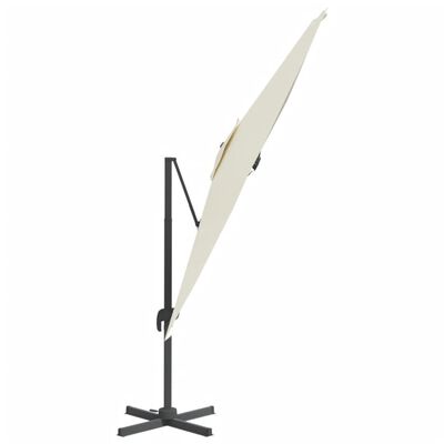 vidaXL Riippuva aurinkovarjo alumiinipylväällä hiekanvalk. 300x300 cm