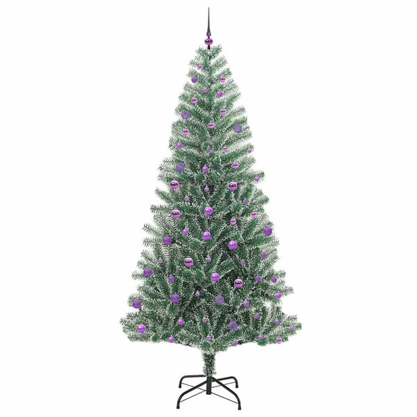 vidaXL Tekoinen joulukuusi lumiflockilla ja LED-valolla 240 cm