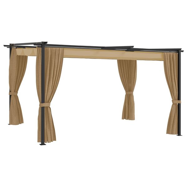 vidaXL Puutarhakatos 4x3 m harmaanruskea