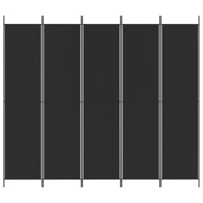 vidaXL 5-paneelinen Tilanjakaja musta 250x220 cm kangas
