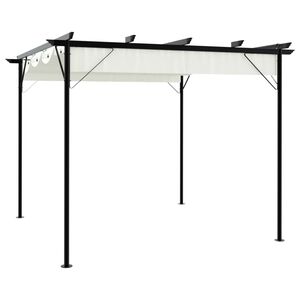 vidaXL Pergola sis&auml;&auml;nvedett&auml;v&auml;ll&auml; katolla kermanvalkoinen 3x3 m ter&auml;s