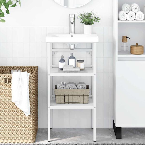 vidaXL Kylpyhuoneen pesualtaan kehys valkoinen 40x38x83 cm rauta