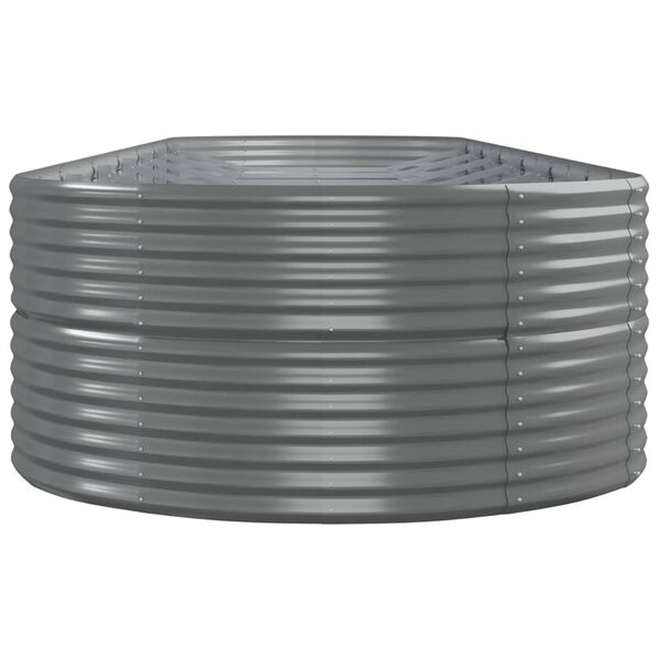 vidaXL Korotettu kukkalaatikko jauhemaalattu teräs 584x140x68cm harmaa