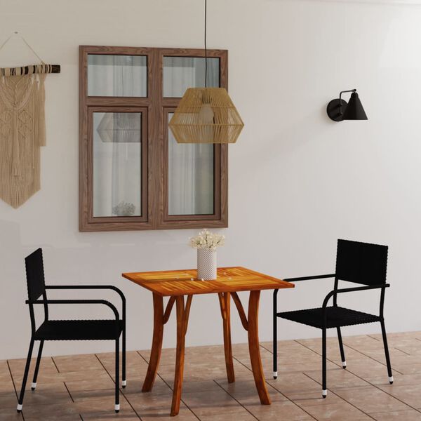 vidaXL 3-osainen Puutarhan ruokailuryhm&auml; musta