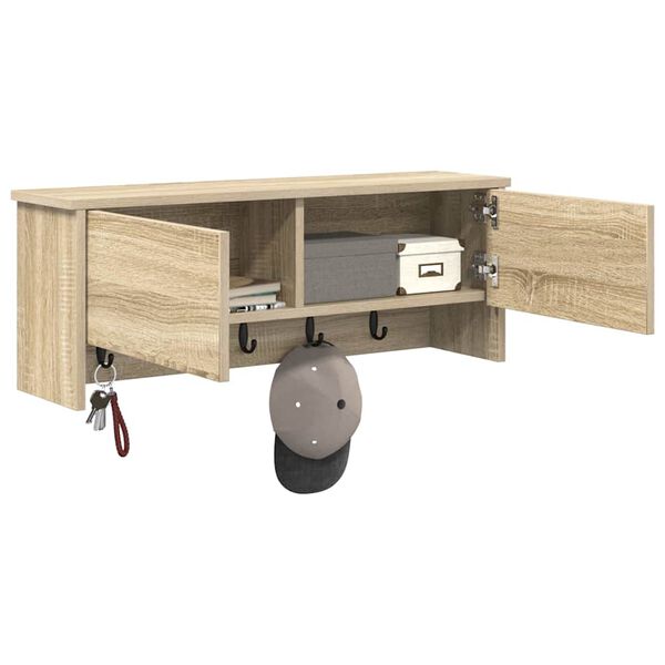 vidaXL Sein&auml;lle asennettava takkihylly Sonoman tammi 80 x 20 x 30 cm