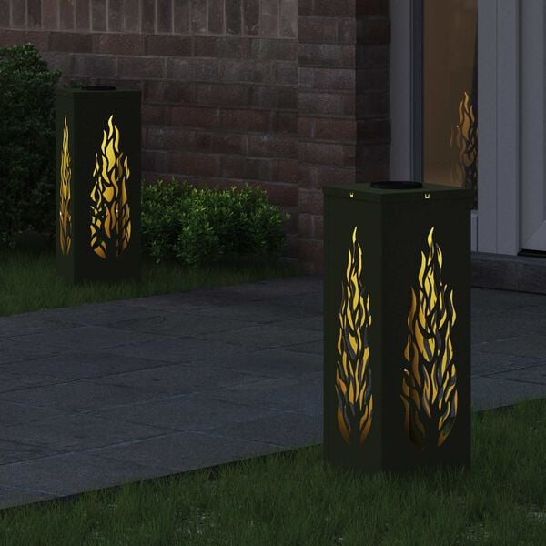 vidaXL Aurinko LED-polkuvalo 2 pcs Oliivivihre&auml; Kylm&auml;valssattu ter&auml;s