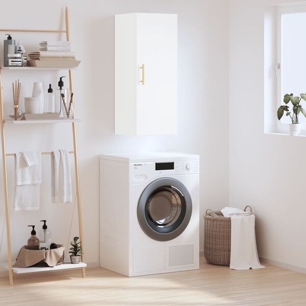 vidaXL Sein&auml;kiinnitett&auml;v&auml; kaappi valkoinen 34,5x34x90 cm