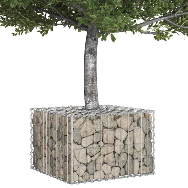 vidaXL Gabion Kohotettu Peti Hopea 60 x 60 x 40 cm Galvanoitu ter&auml;s