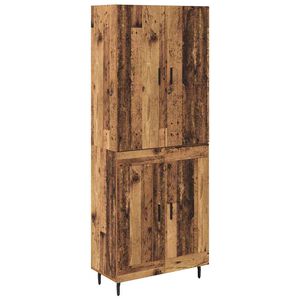 vidaXL Korkea kaappi 2 pcs Vanha Puu Puurakenteinen ja lasi