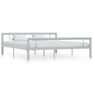 vidaXL S&auml;ngynrunko harmaa ja valkoinen metalli 180x200 cm