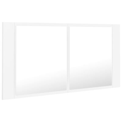 vidaXL Kylpyhuoneen LED peilikaappi valkoinen 90x12x45 cm akryyli