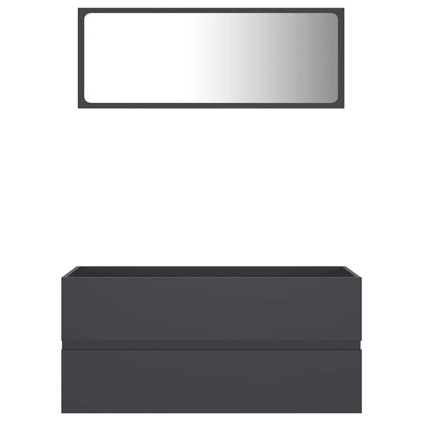 vidaXL Kaksiosainen kylpyhuoneen kalustesarja harmaa lastulevy