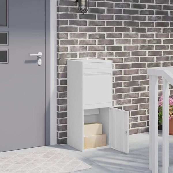 vidaXL Pakettipostilaatikko ovella Valkoinen 41 x 38 x 103 cm Ter&auml;s