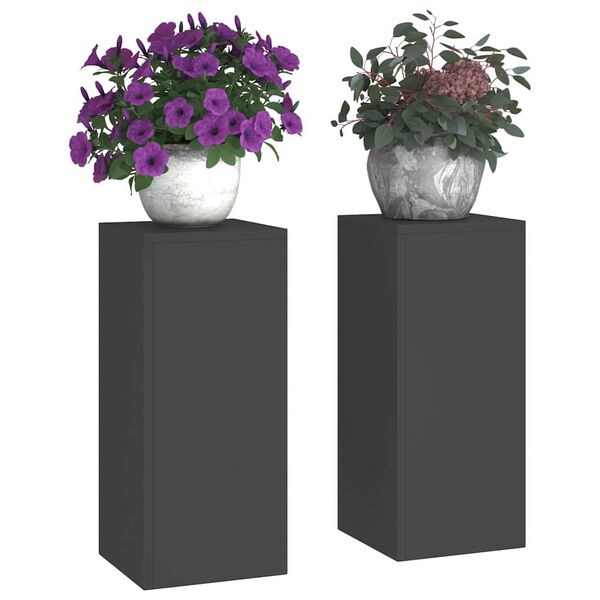 vidaXL Kasviteline 2 pcs Musta 24 x 24 x 55 cm Teräs
