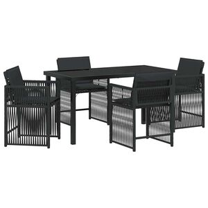 vidaXL Piharuokailu setti 5 pcs Musta polyrottinki