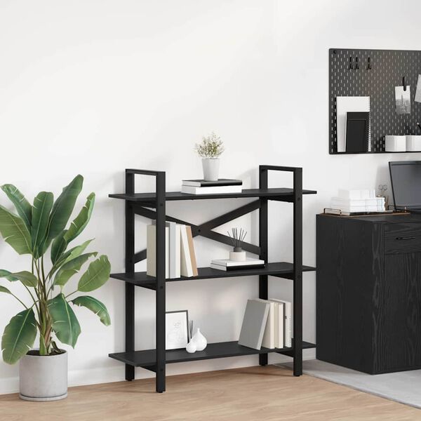 vidaXL Kirjahylly Musta tammi. 100 x 33,5 x 102 cm Tekninen puu