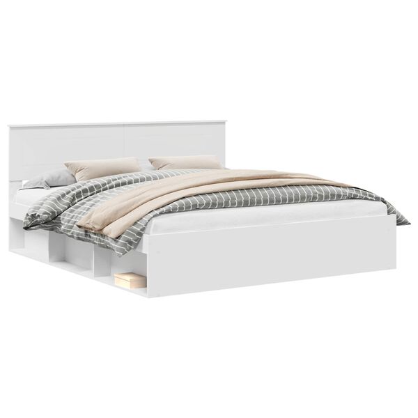 vidaXL S&auml;ngyn runko p&auml;&auml;tyll&auml; Valkoinen 200 x 200 cm Tekninen puu