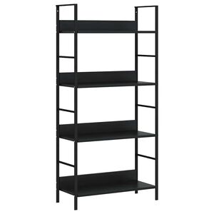 vidaXL 4-tasoinen kirjahylly musta 60x27,6x124,5 cm tekninen puu